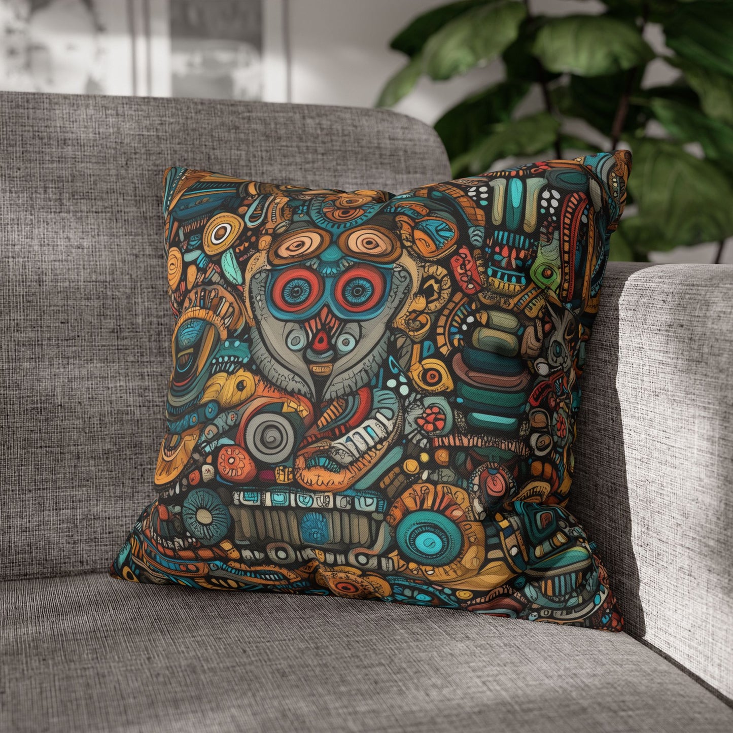 Tribal Kaleidoscope - Square Polyester Pillowcase