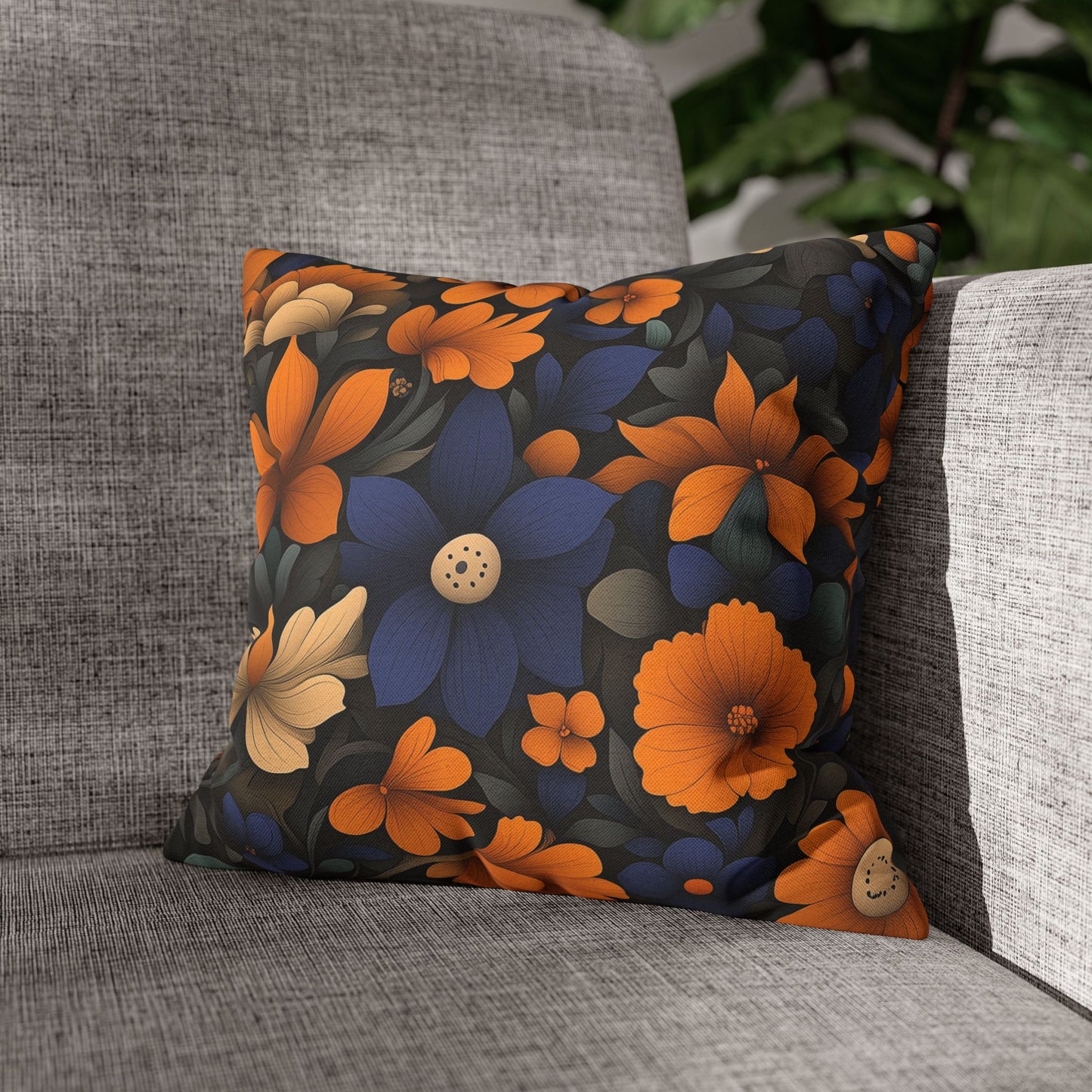 Midnight Blossom- Square Polyester Pillowcase