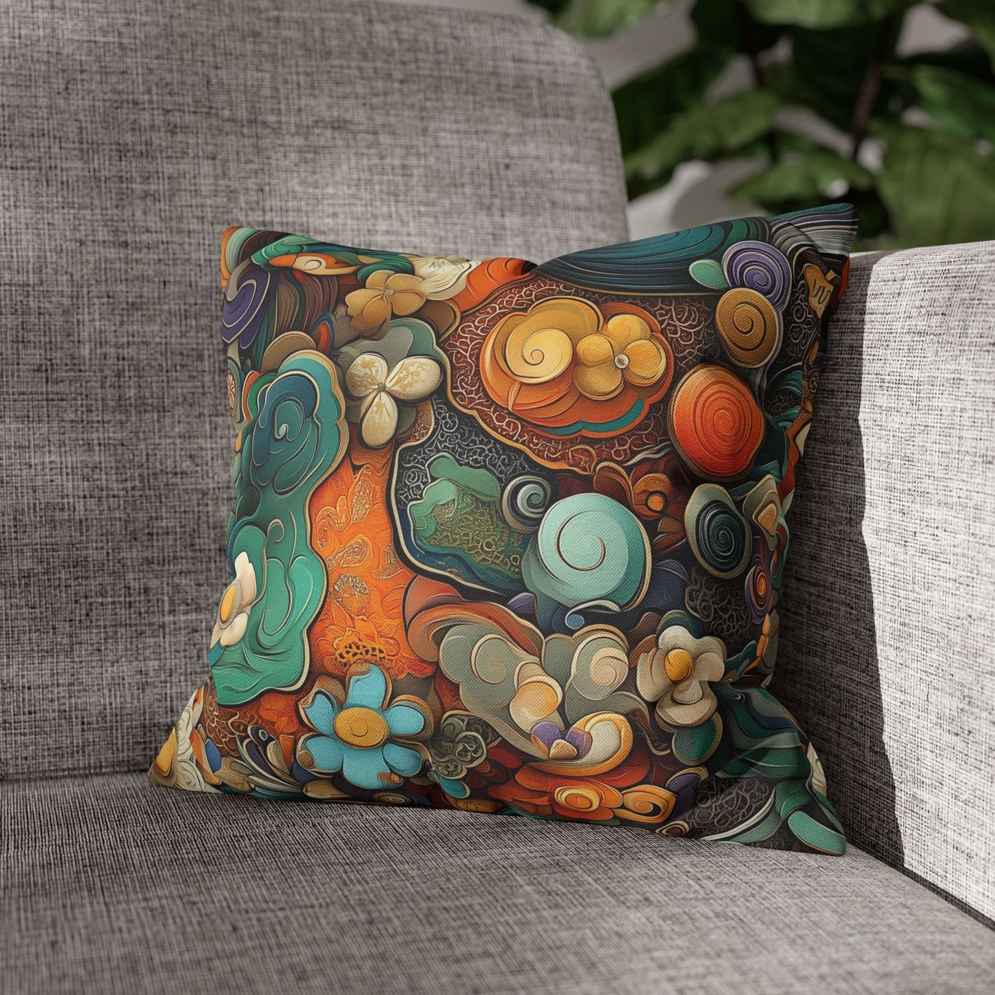 Psychedelic Swirls - Square Polyester Pillowcase