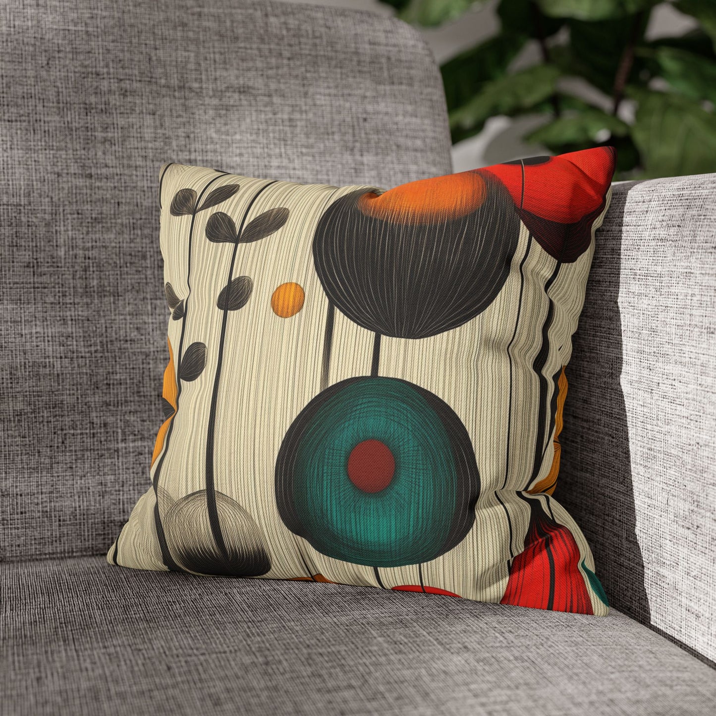 Retro Rhythm - Square Polyester Pillowcase