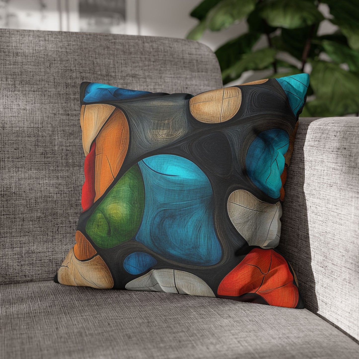 River Rocks - Square Polyester Pillowcase