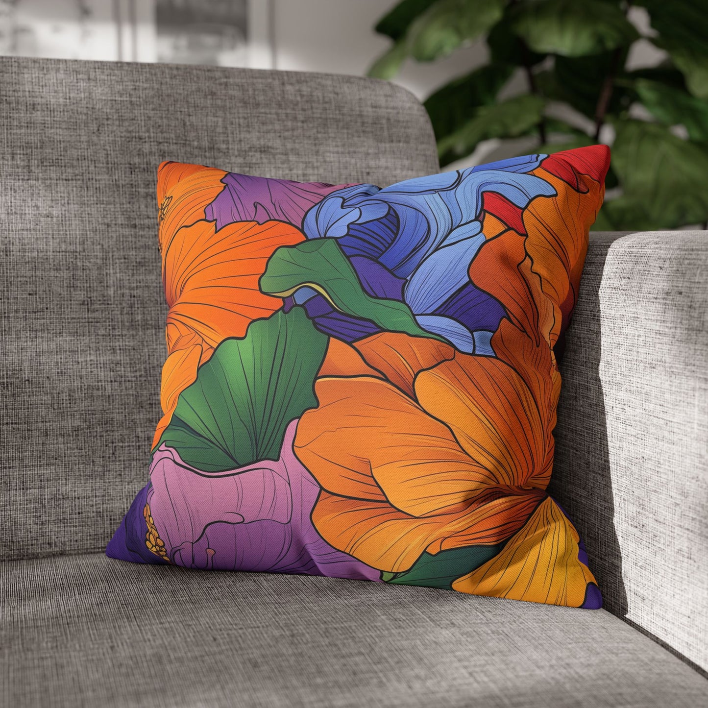 Tropical Kaleidoscope- Square Polyester Pillowcase