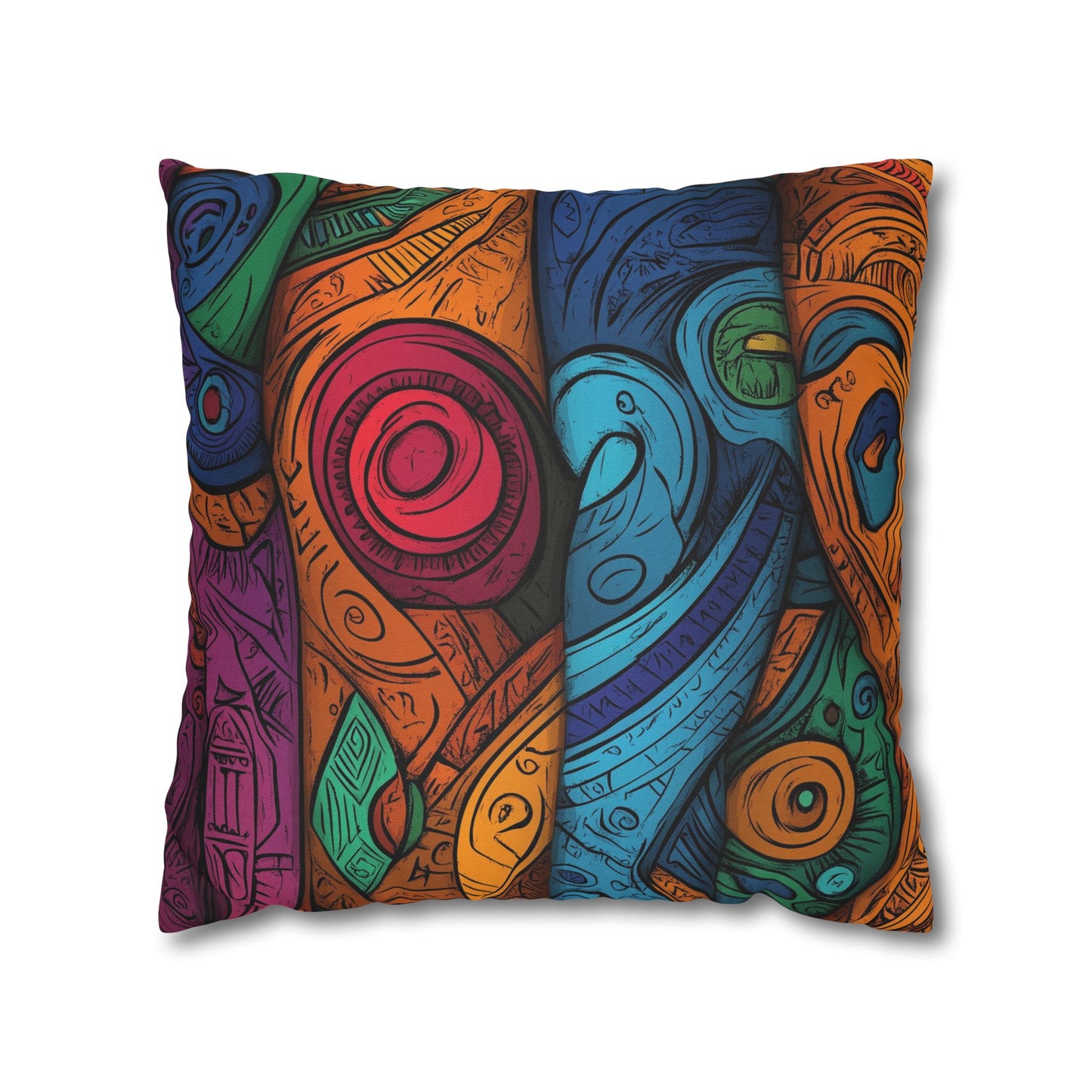 Tribal Rhythms- Square Polyester Pillowcase