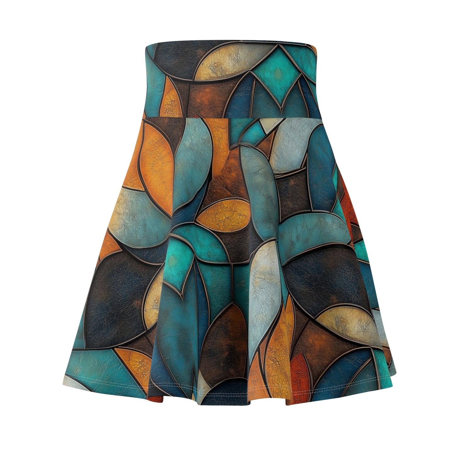 Golden Teal Fusion - Skater Skirt