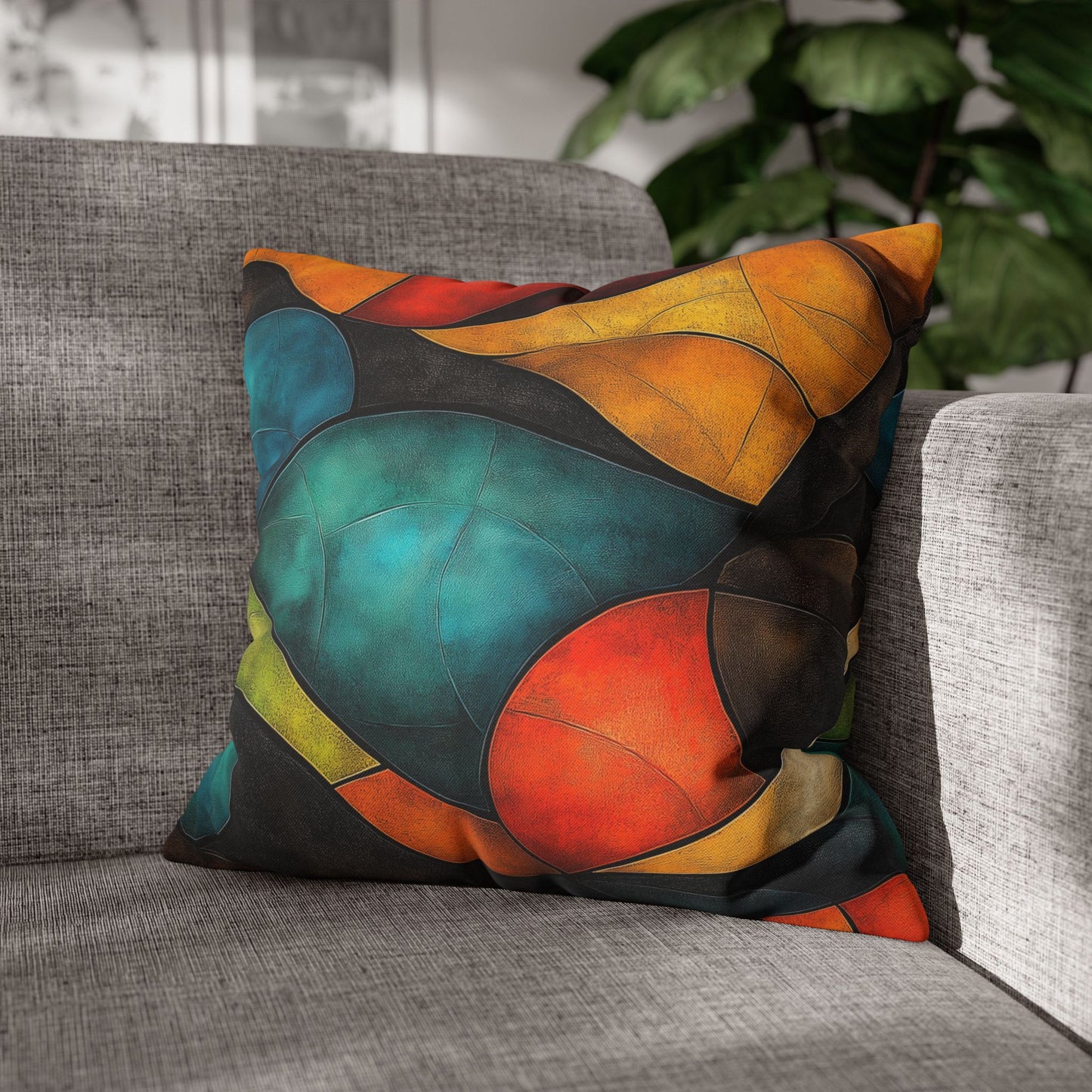 Chromatic Curves - Square Polyester Pillowcase