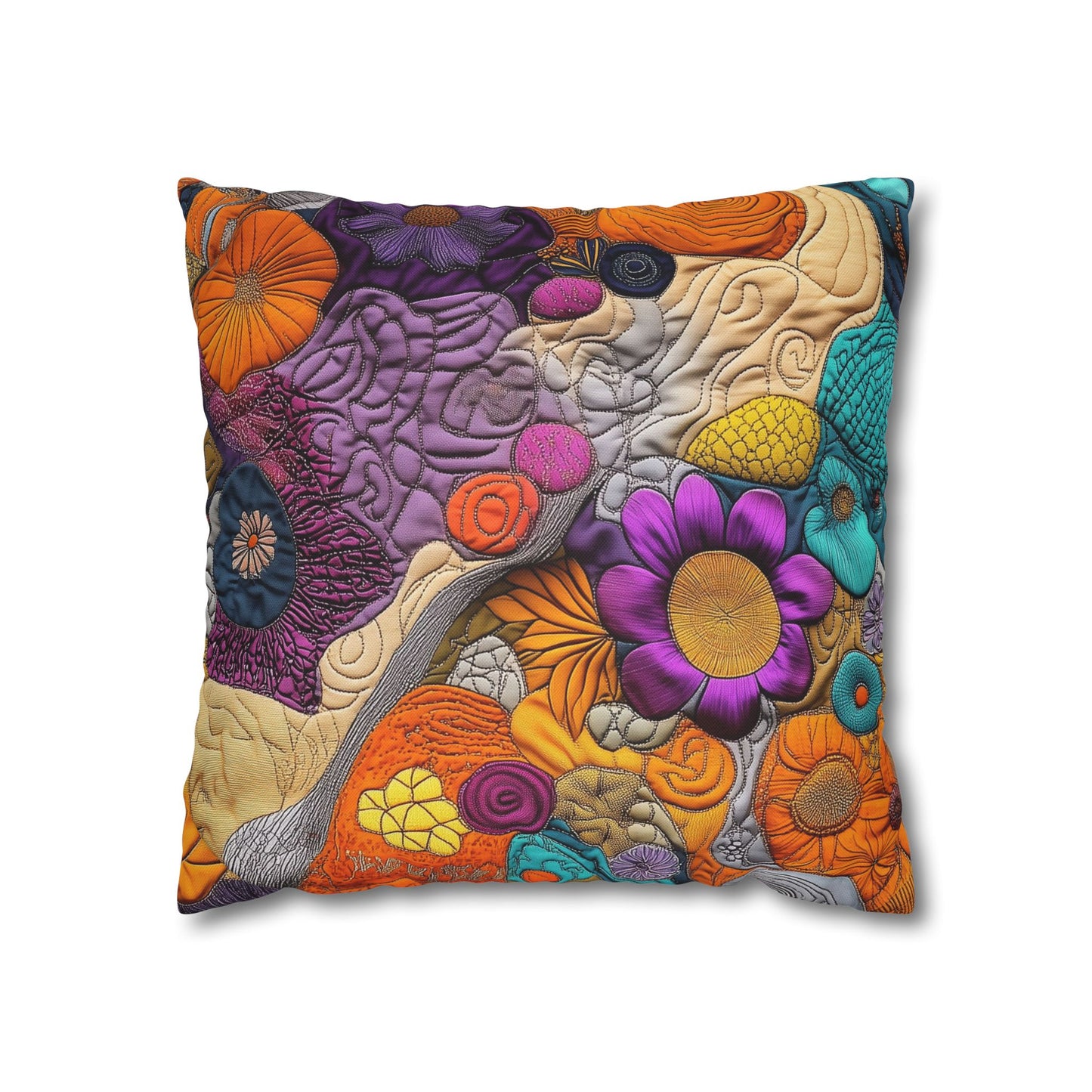 Floral Tapestry Delight- Square Polyester Pillowcase