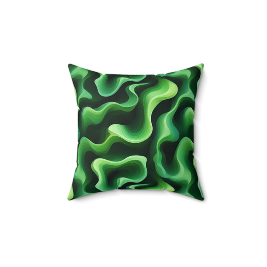 Green Swirlino Polyester Pillow  7