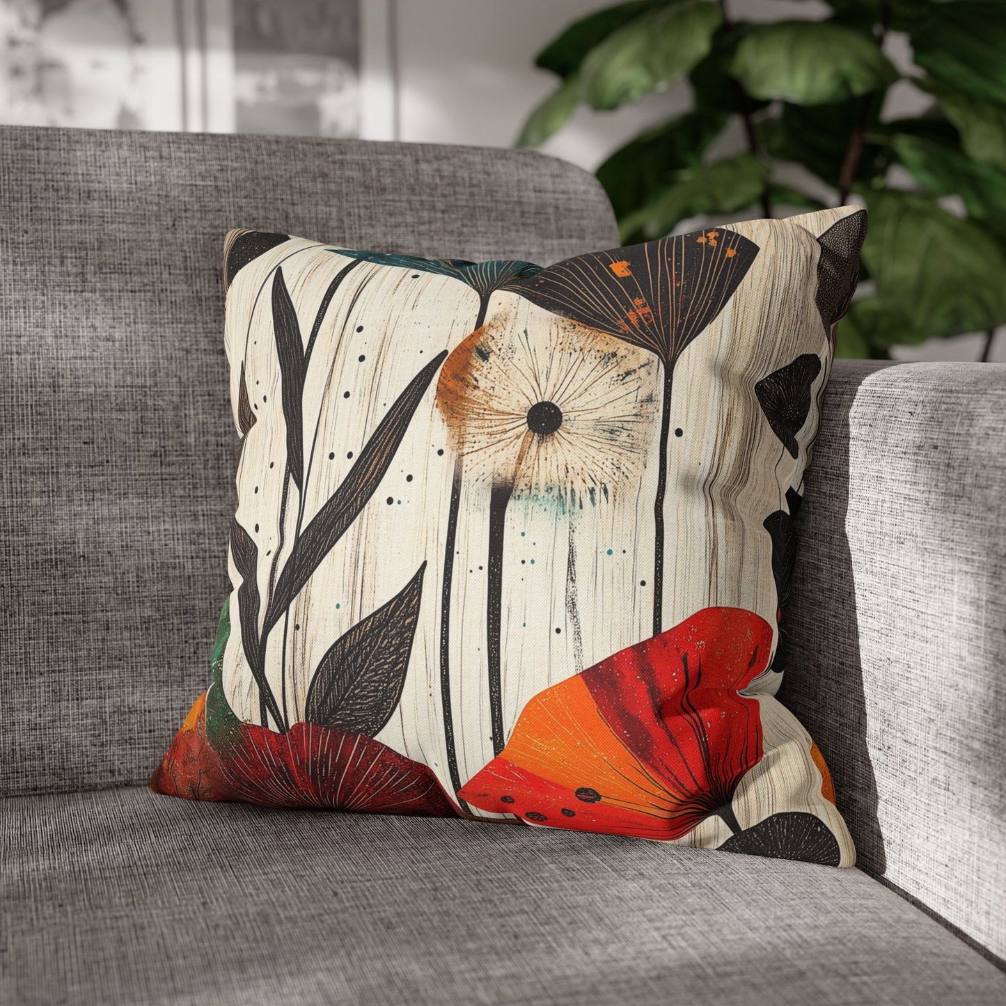 Vibrant Botanicals - Square Polyester Pillowcase