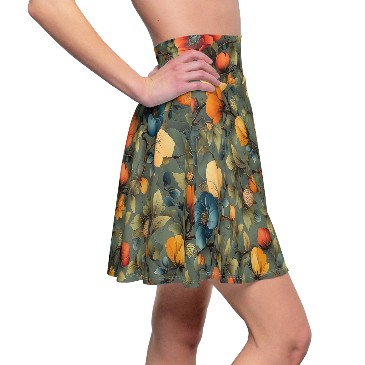 Vibrant Floral Symphony - Skater Skirt