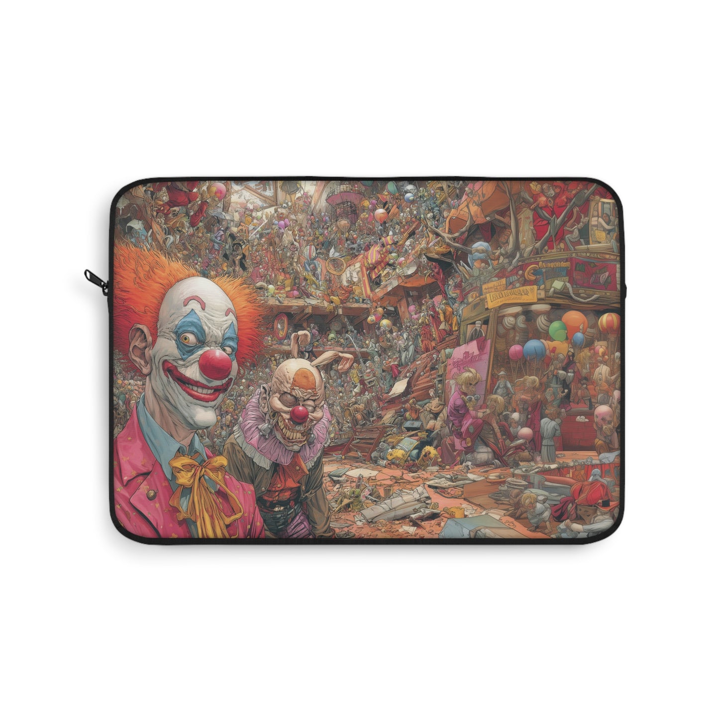 Creepy Carnival Clown Laptop Sleeve — Distressed Vintage Circus Design