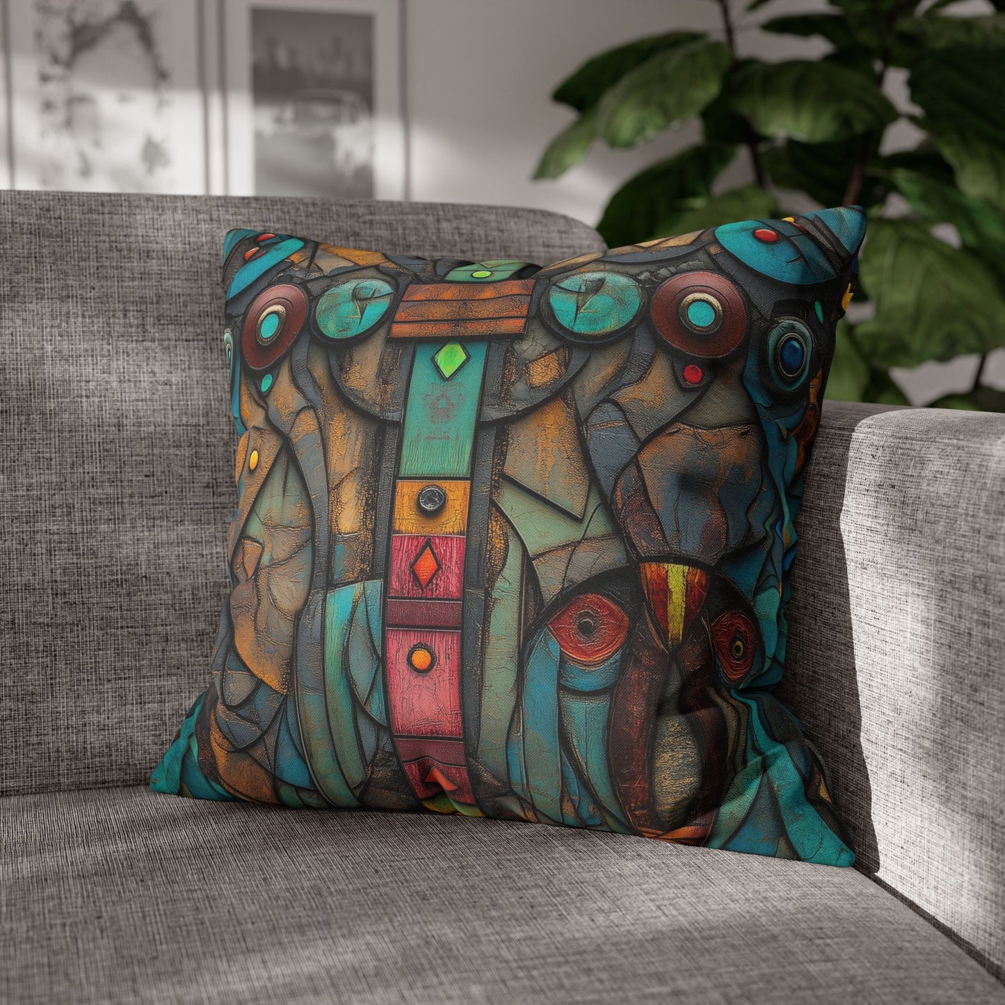 Turquoise Mosaic Dreams - Square Polyester Pillowcase