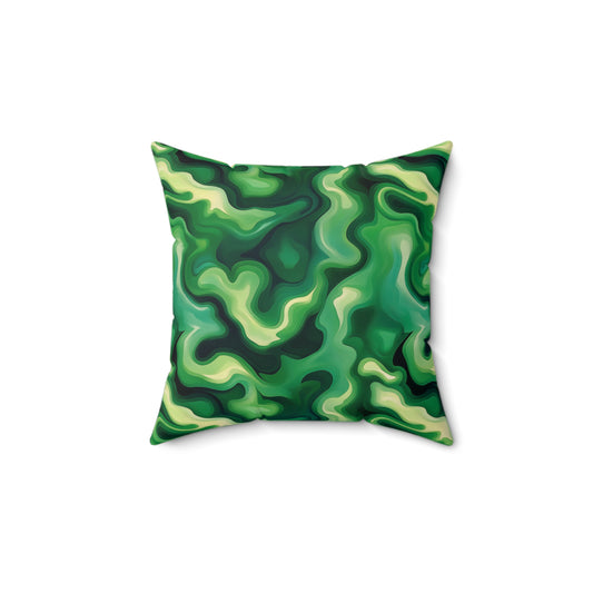 Green Swirlino Polyester Pillow  15