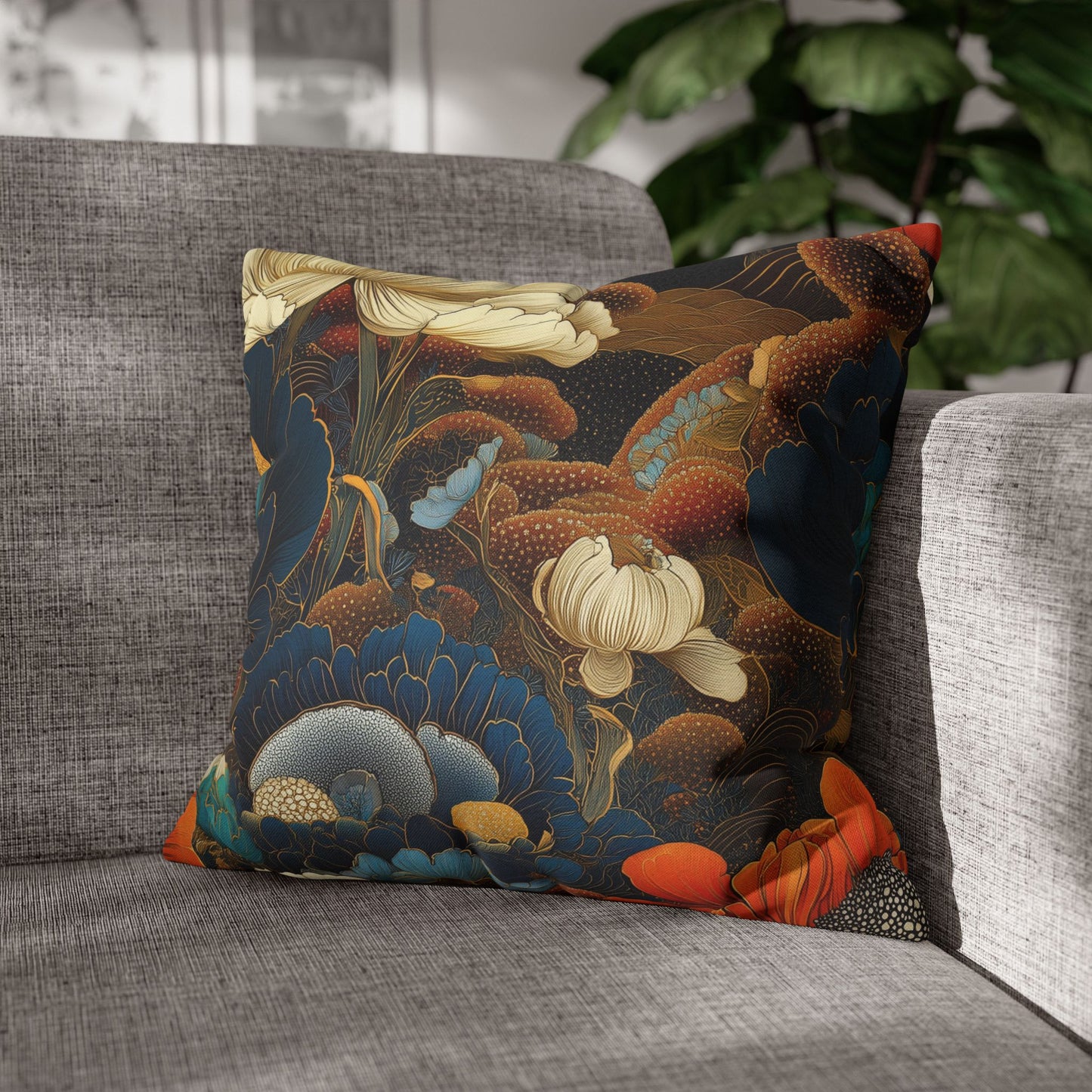 Midnight Garden - Square Polyester Pillowcase