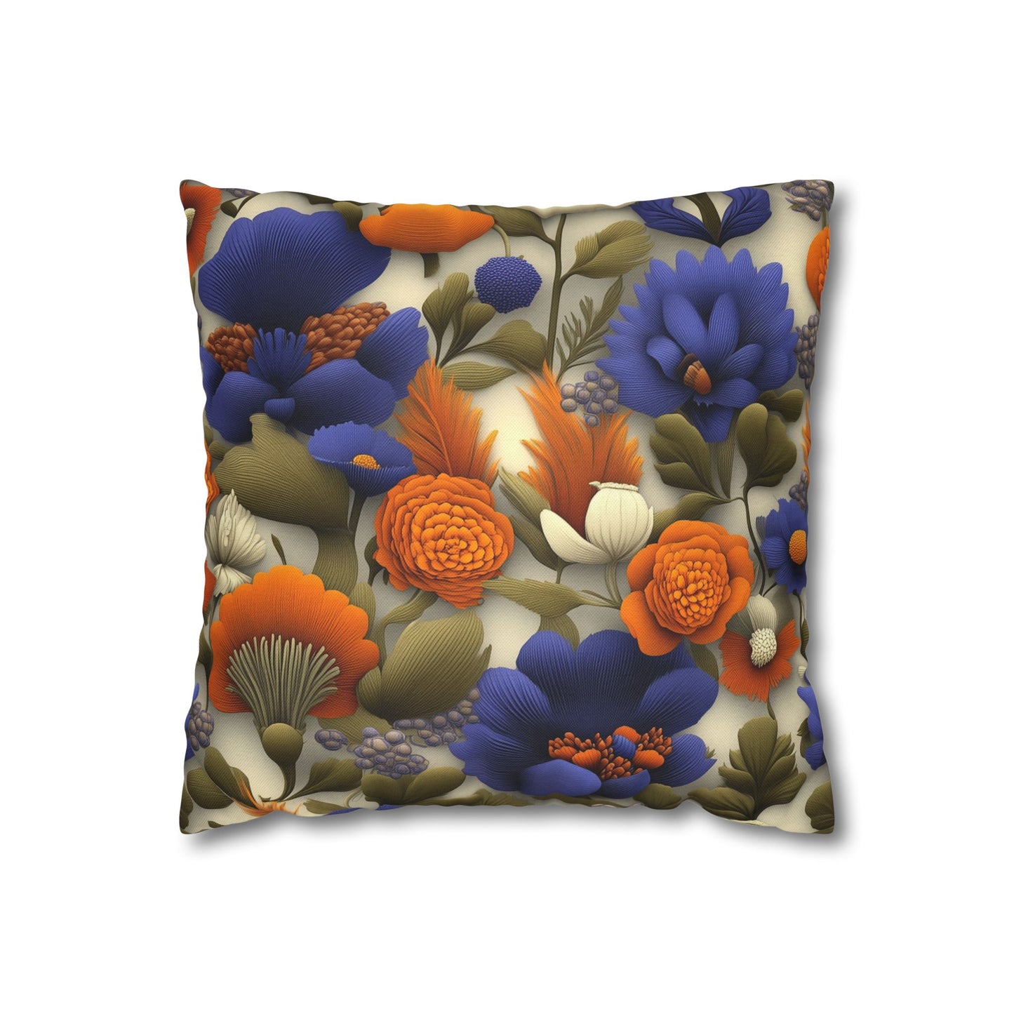 Vibrant Floral Fantasy- Square Polyester Pillowcase