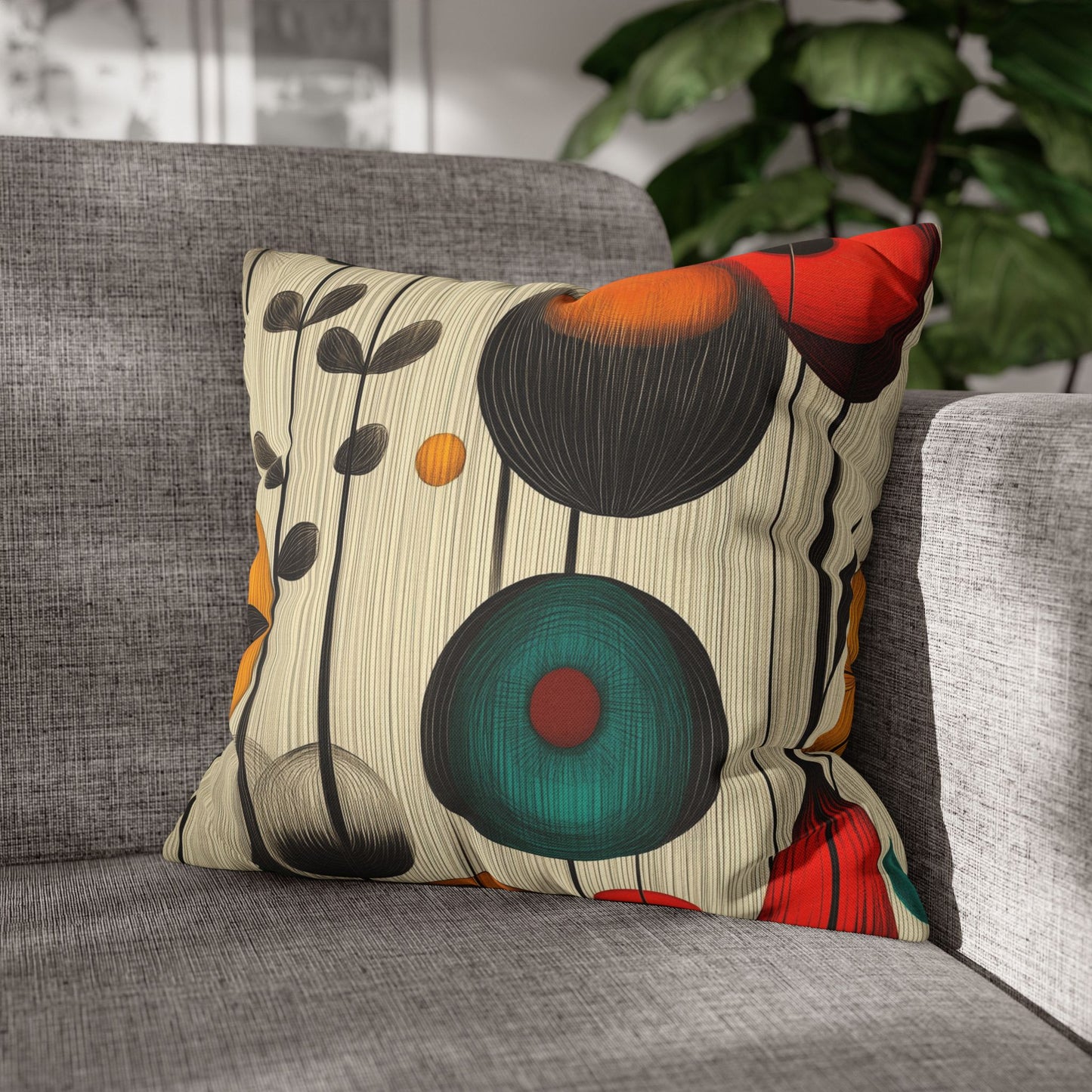 Retro Rhythm - Square Polyester Pillowcase