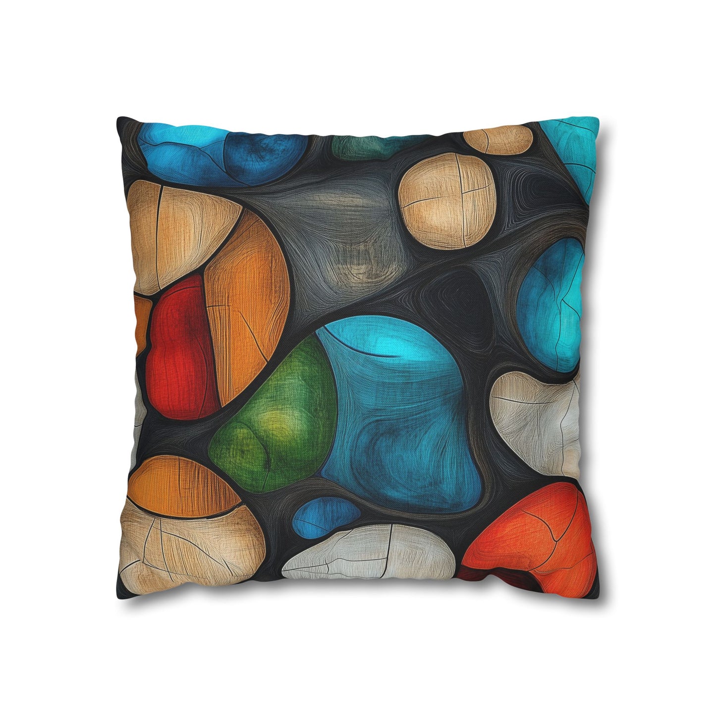 River Rocks - Square Polyester Pillowcase