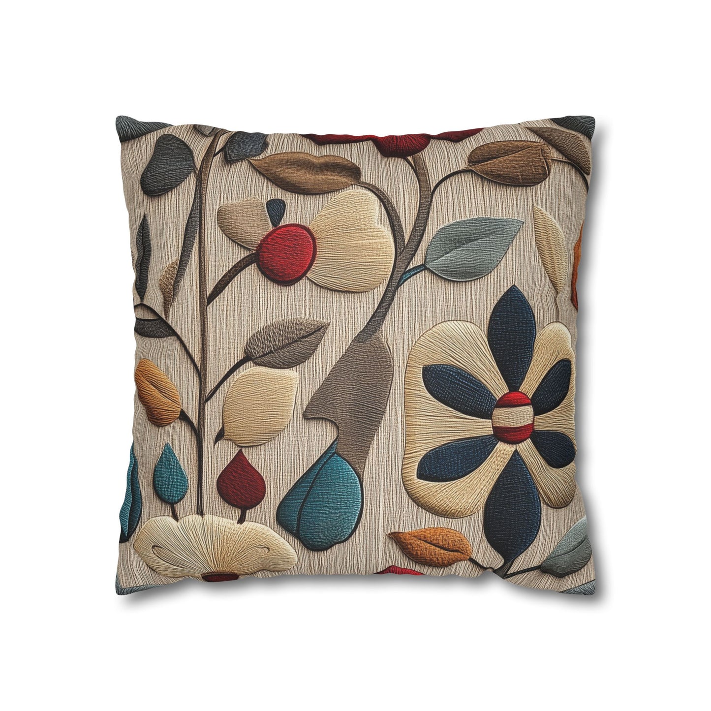 Blooming Folk - Square Polyester Pillowcase