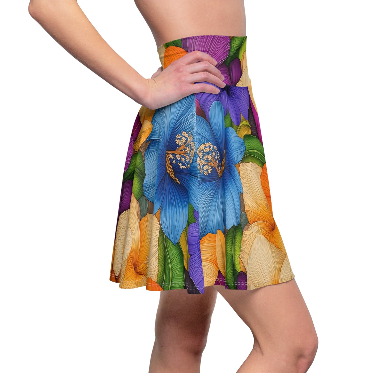 Vibrant Petal Symphony - Skater Skirt