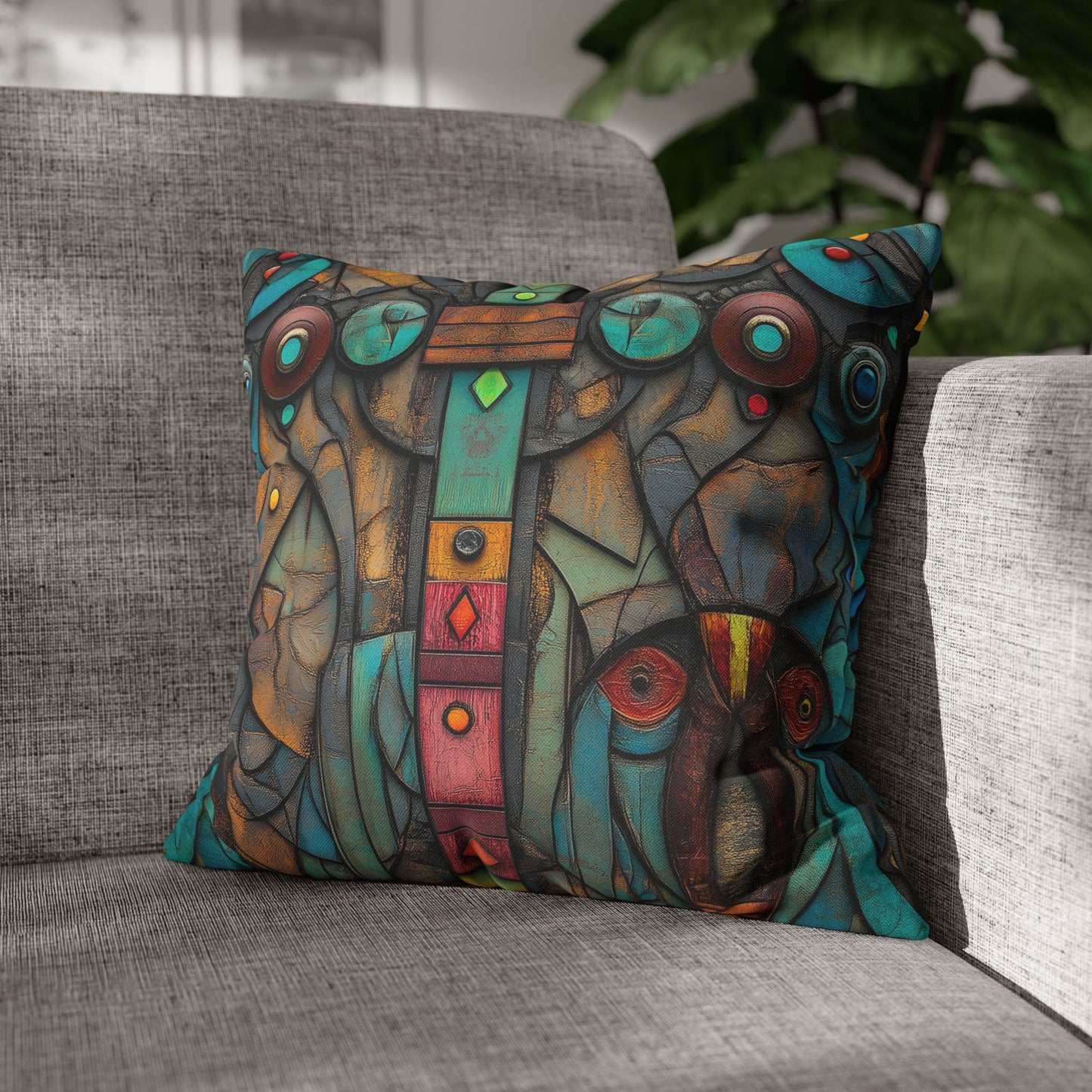 Turquoise Mosaic Dreams - Square Polyester Pillowcase