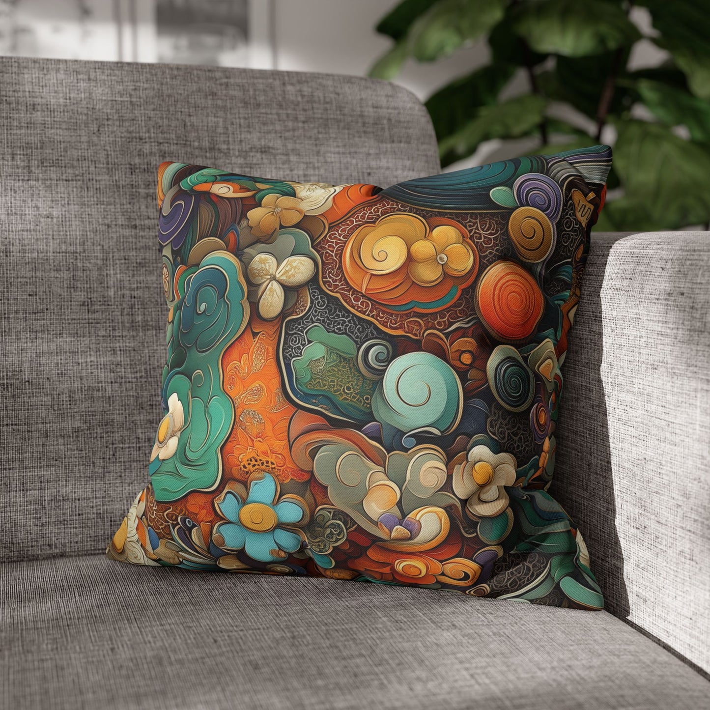 Psychedelic Swirls - Square Polyester Pillowcase