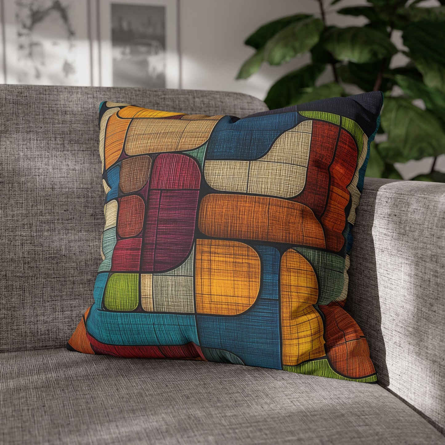 Geometric Mosaic - Square Polyester Pillowcase