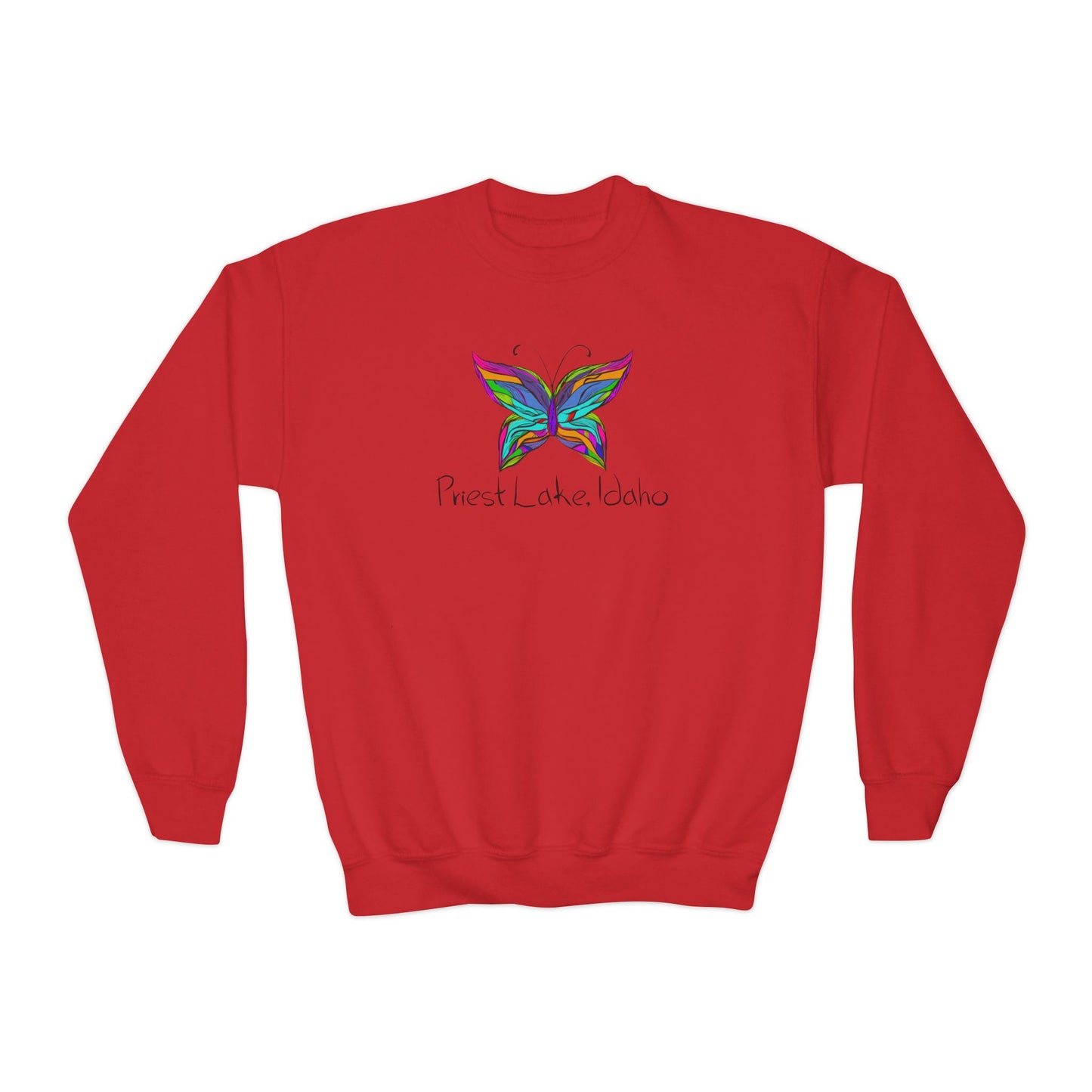 Priest Lake Butterfly Youth Crewneck Sweatshirt