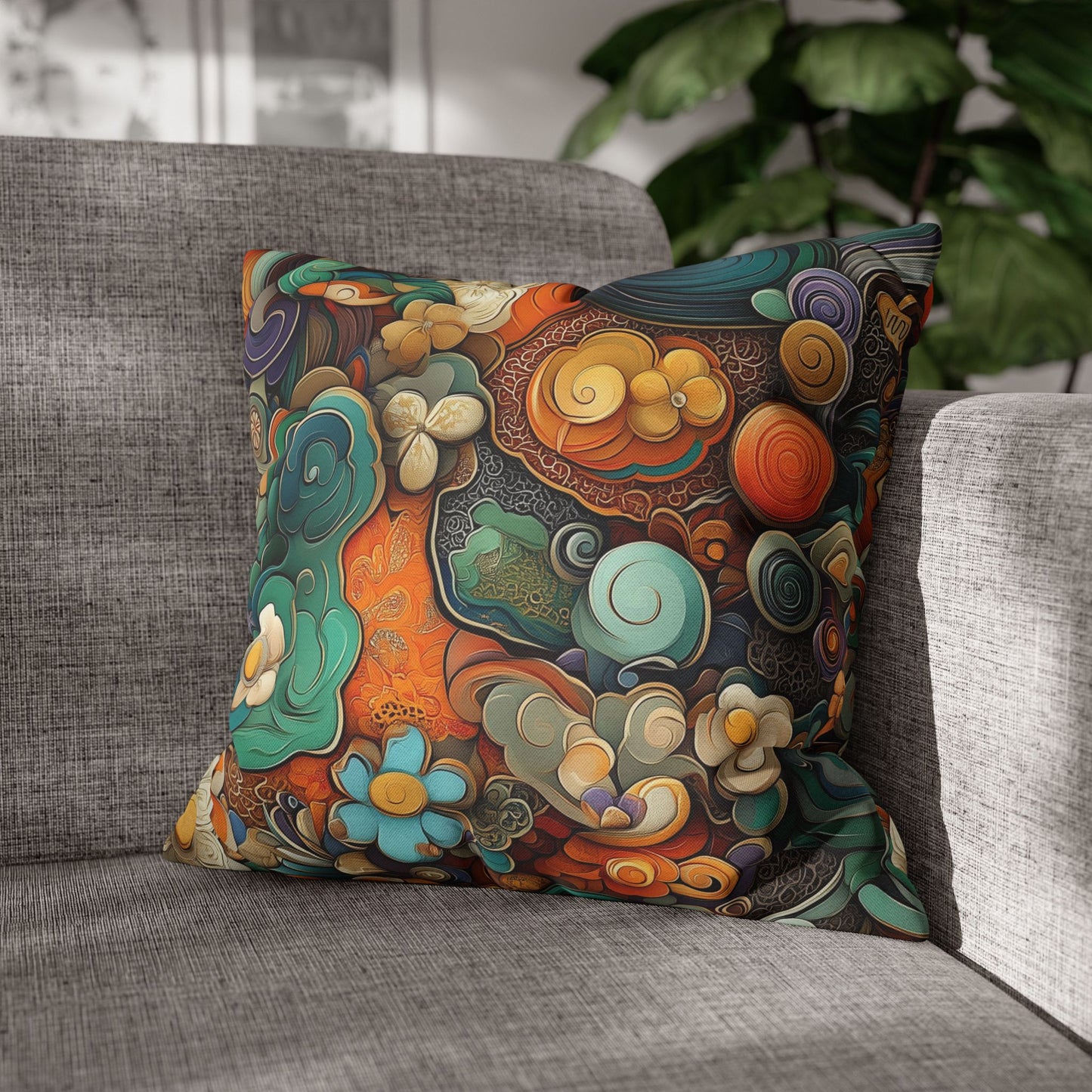 Psychedelic Swirls - Square Polyester Pillowcase