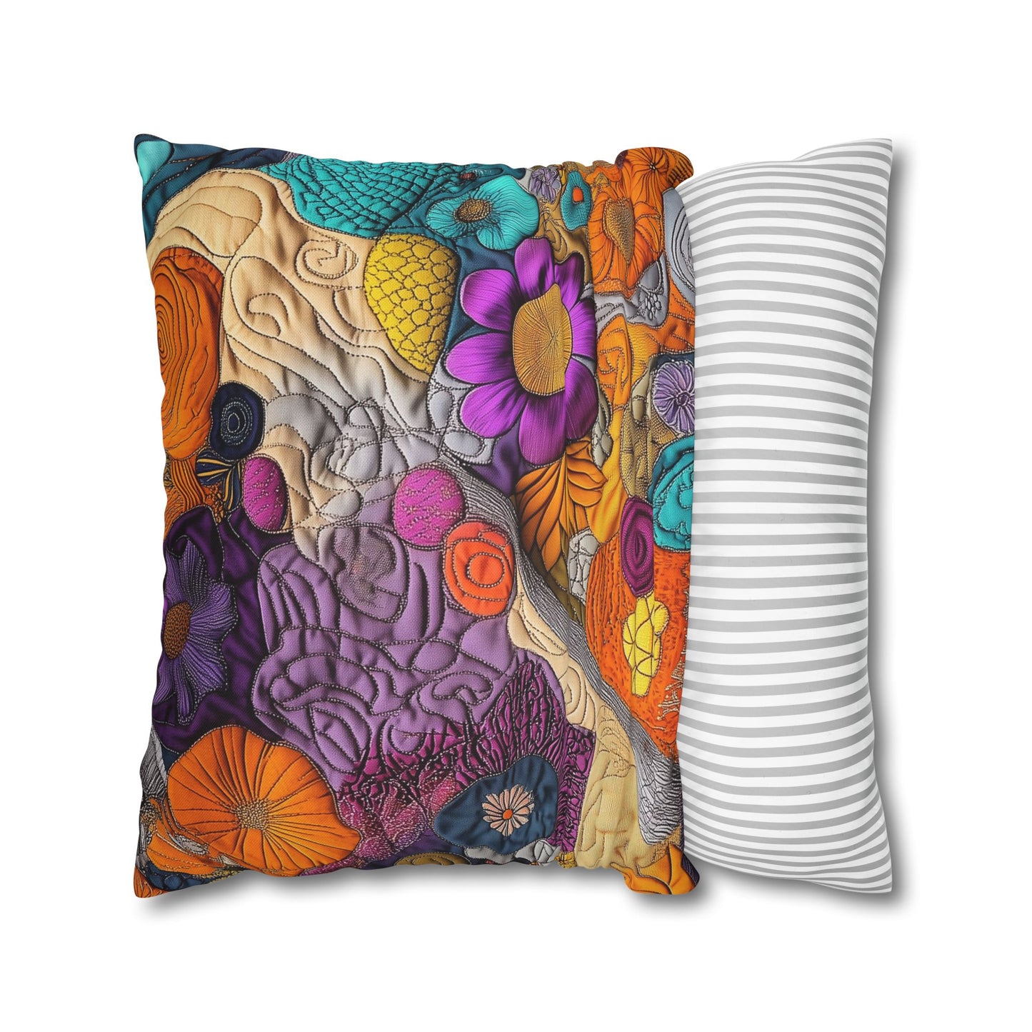 Floral Tapestry Delight- Square Polyester Pillowcase