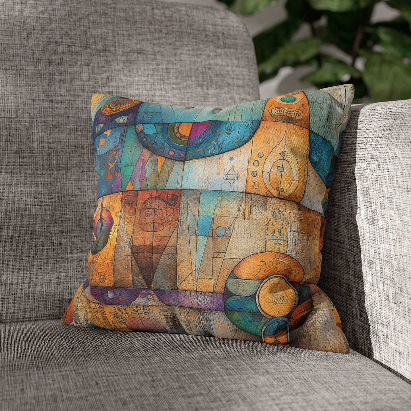 Cosmic Hieroglyphs- Square Polyester Pillowcase