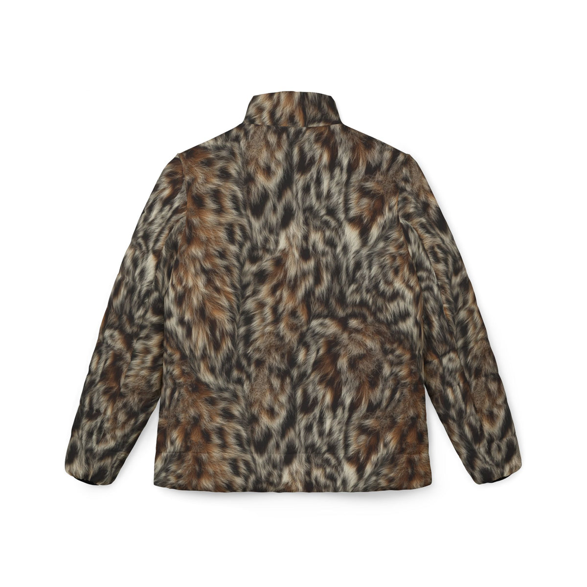 Leopard Print Women’s Puffer Jacket — Faux Fur Animal Print Winter Coat
