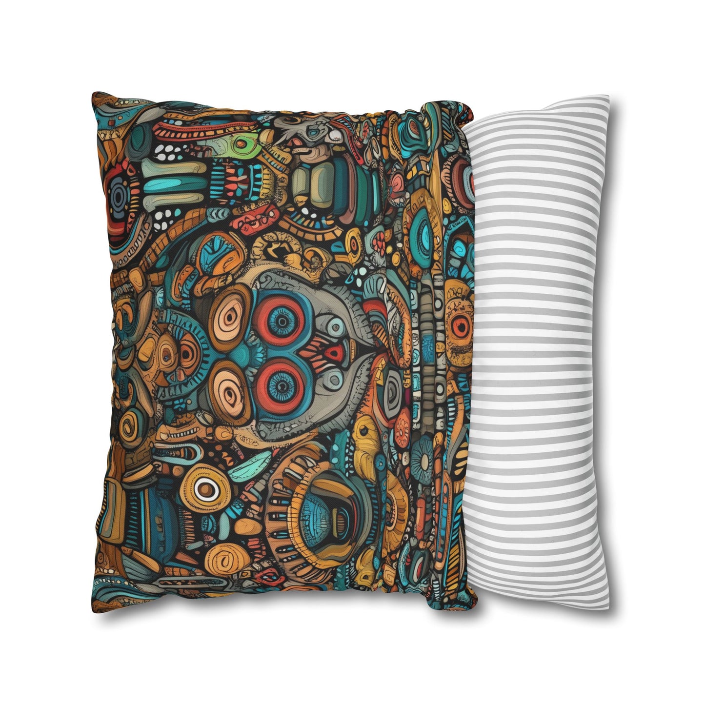 Tribal Kaleidoscope - Square Polyester Pillowcase