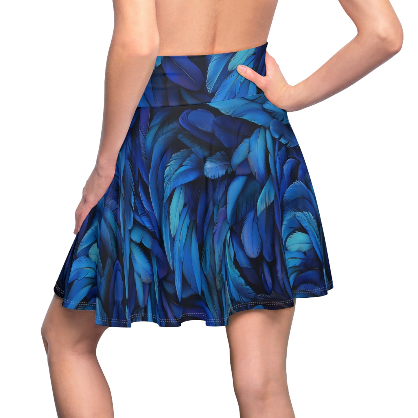 Blue Jay Feather Skater Skirt