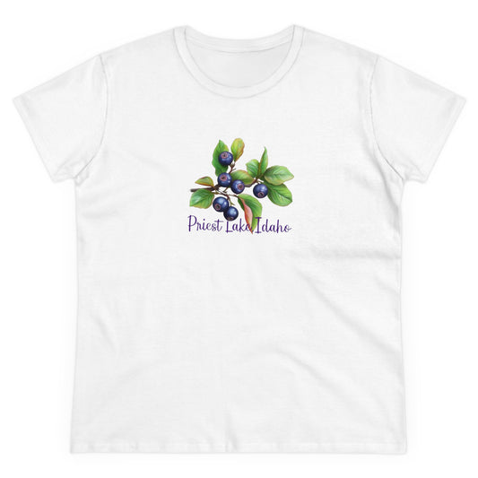 Priest Lake, Idaho Women's Huckleberry Cotton Tee