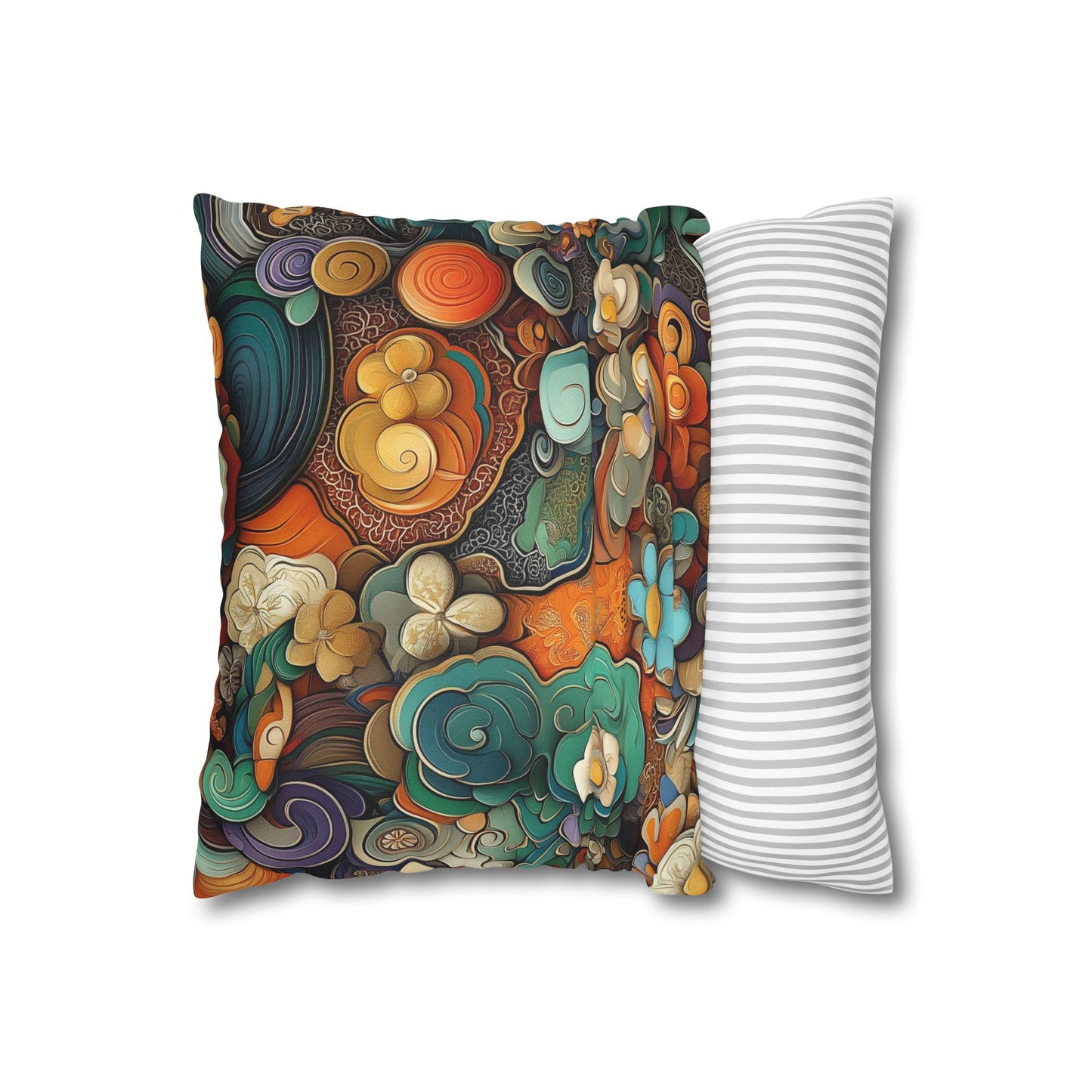 Psychedelic Swirls - Square Polyester Pillowcase