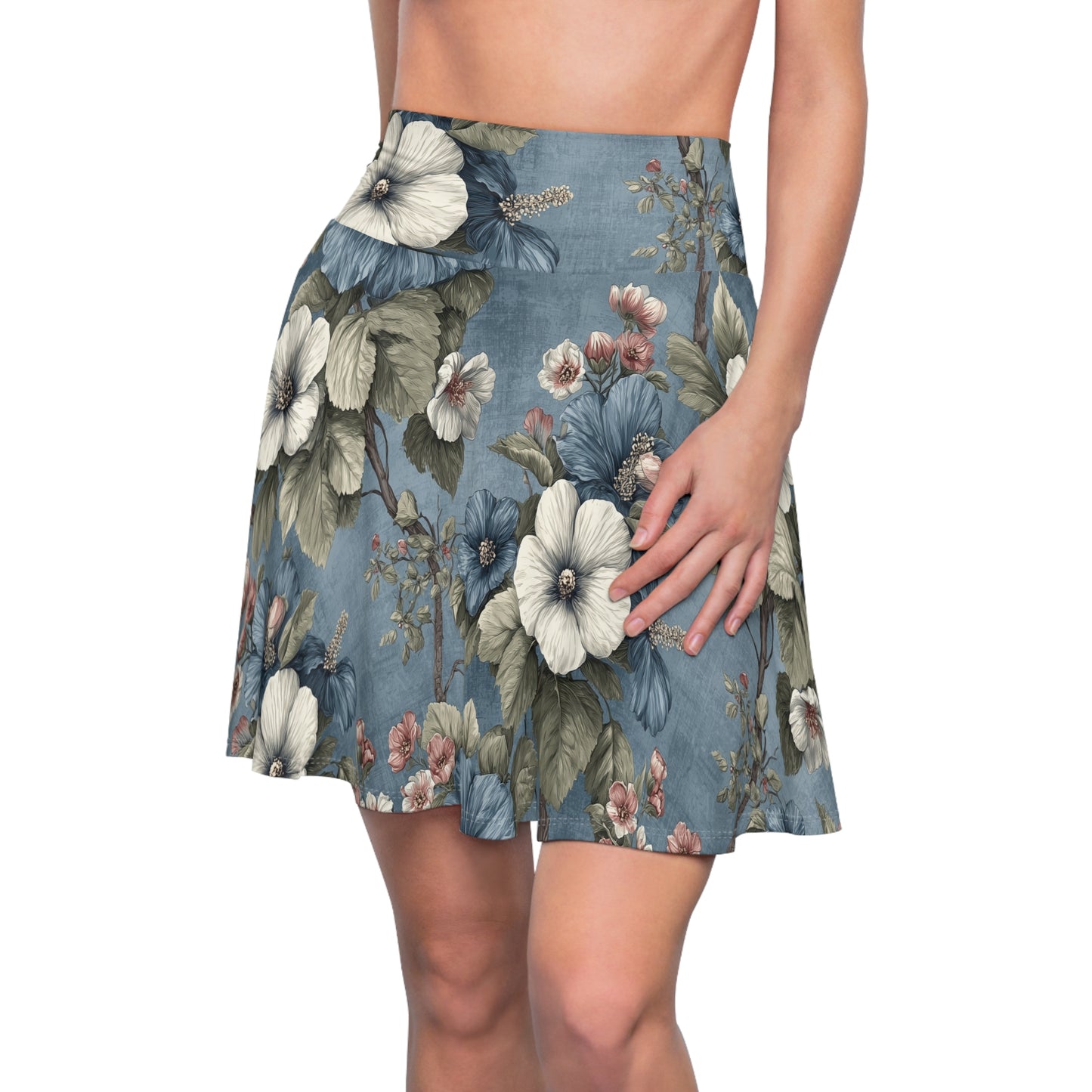 Flower Blue Skater Skirt