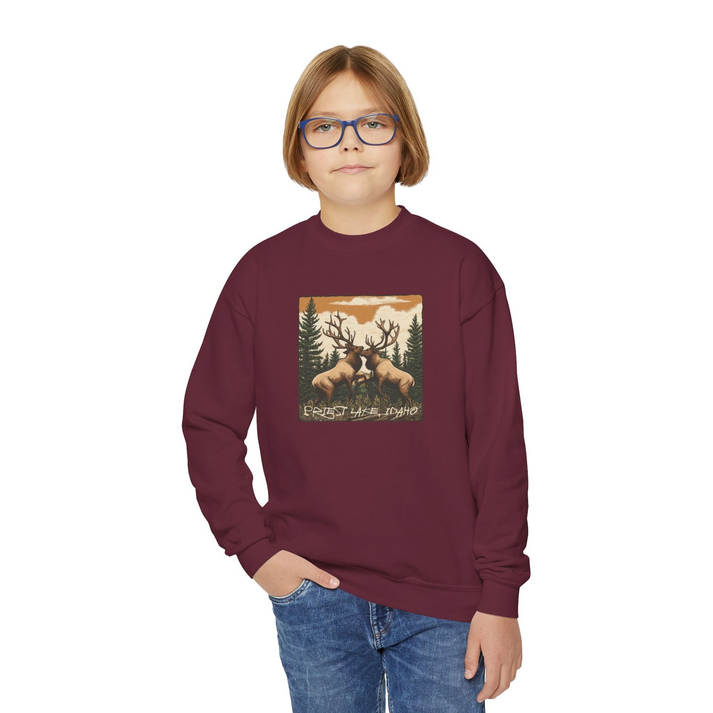 Priest Lake Elk Youth Crewneck Sweatshirt