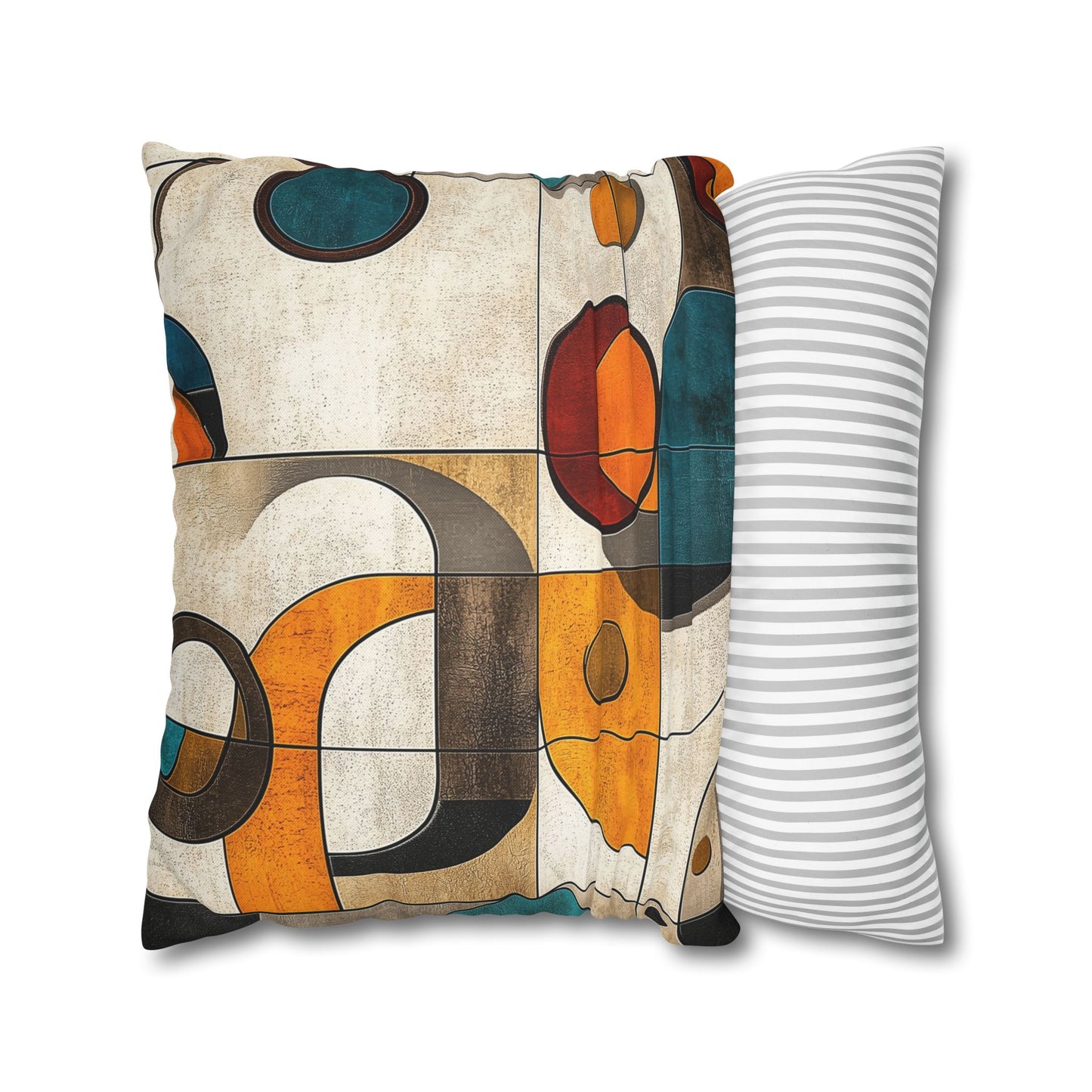 Retro Circles - Square Polyester Pillowcase