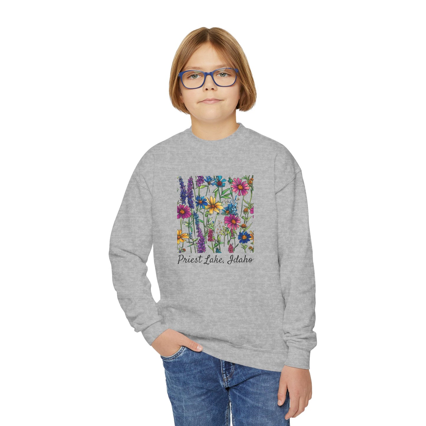 Priest Lake Wildflower Youth Crewneck Sweatshirt