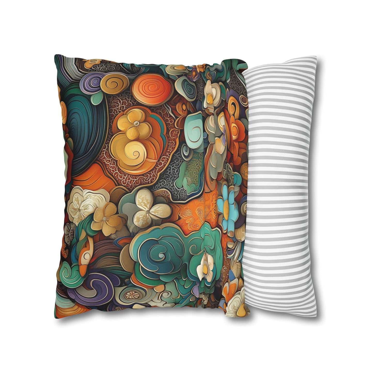 Psychedelic Swirls - Square Polyester Pillowcase