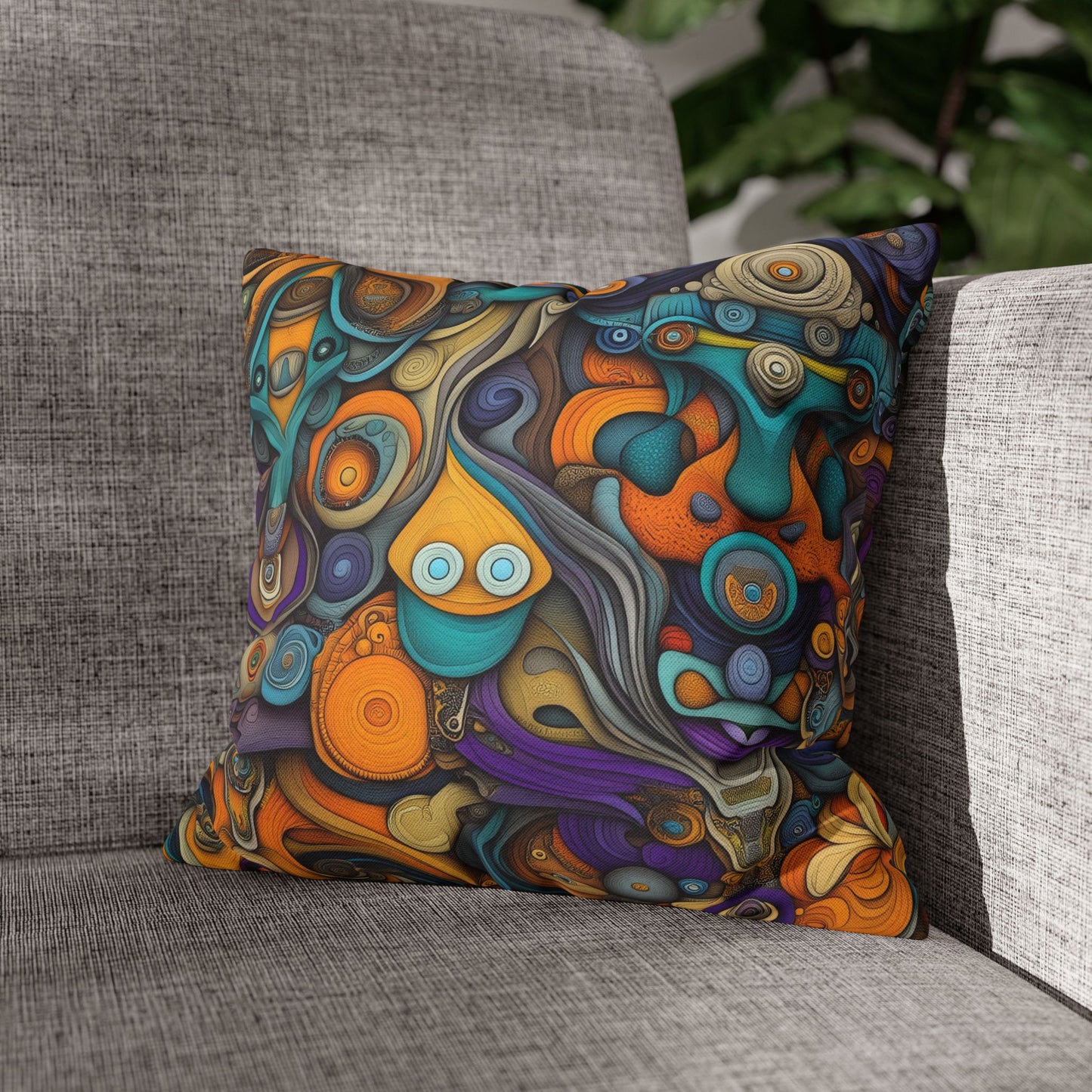 Swirling Visions- Square Polyester Pillowcase