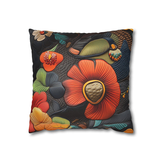 Floral Symphony - Square Polyester Pillowcase