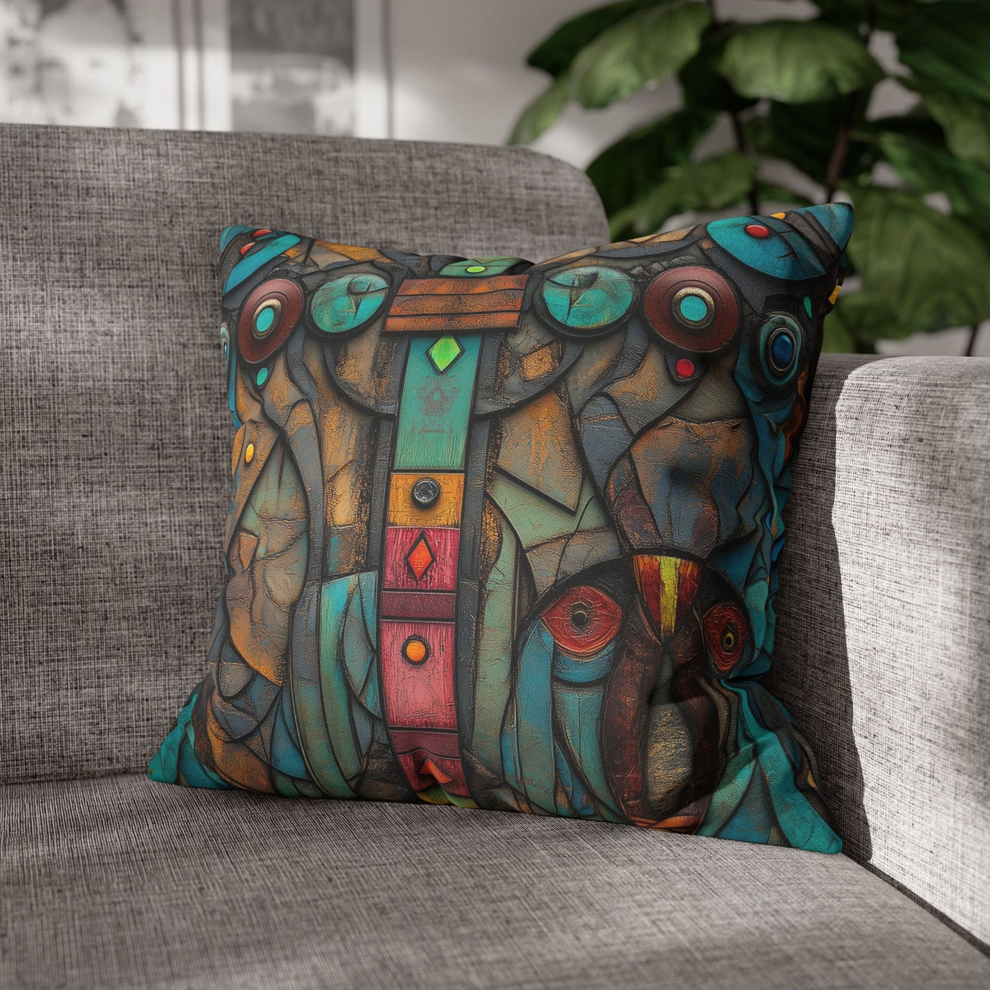 Turquoise Mosaic Dreams - Square Polyester Pillowcase