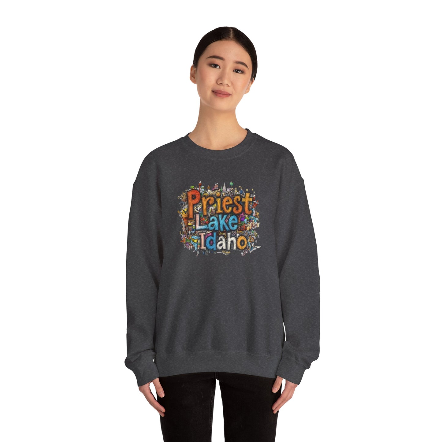 Priest Lake Idaho Fun Heavy Blend™ Crewneck Sweatshirt