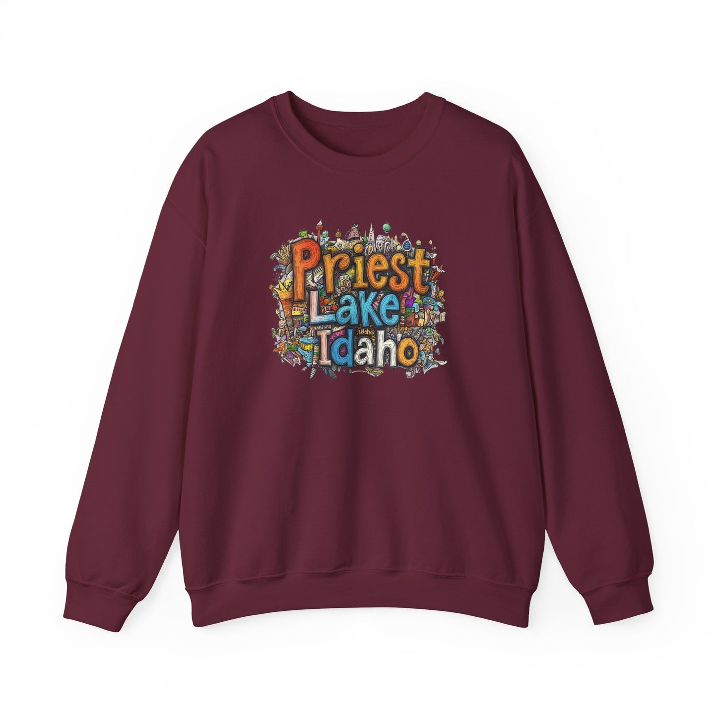 Priest Lake Idaho Fun Heavy Blend™ Crewneck Sweatshirt