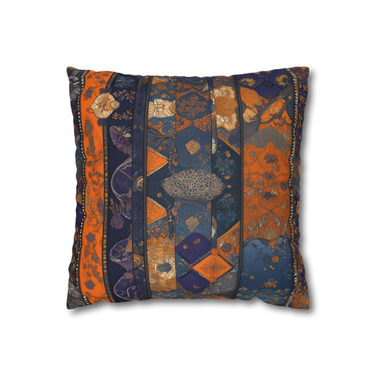 Geometric Blooms- Square Polyester Pillowcase