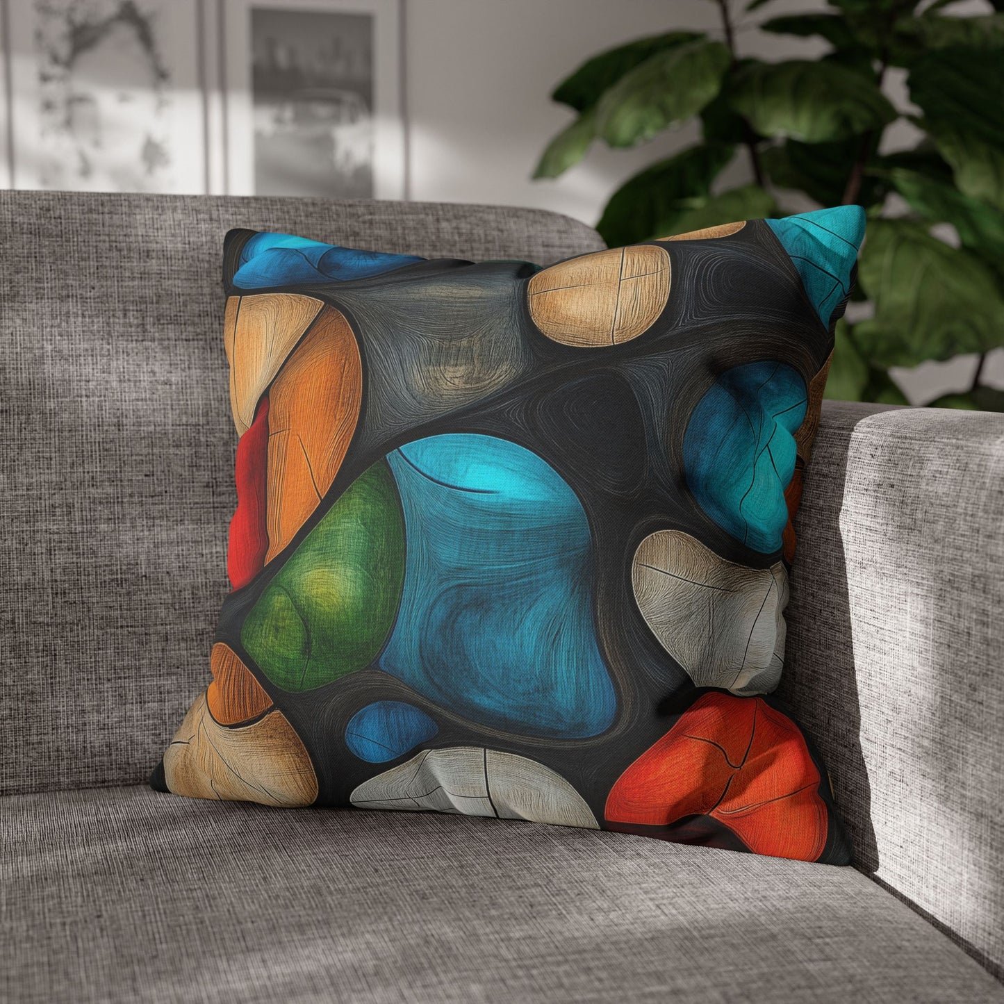 River Rocks - Square Polyester Pillowcase