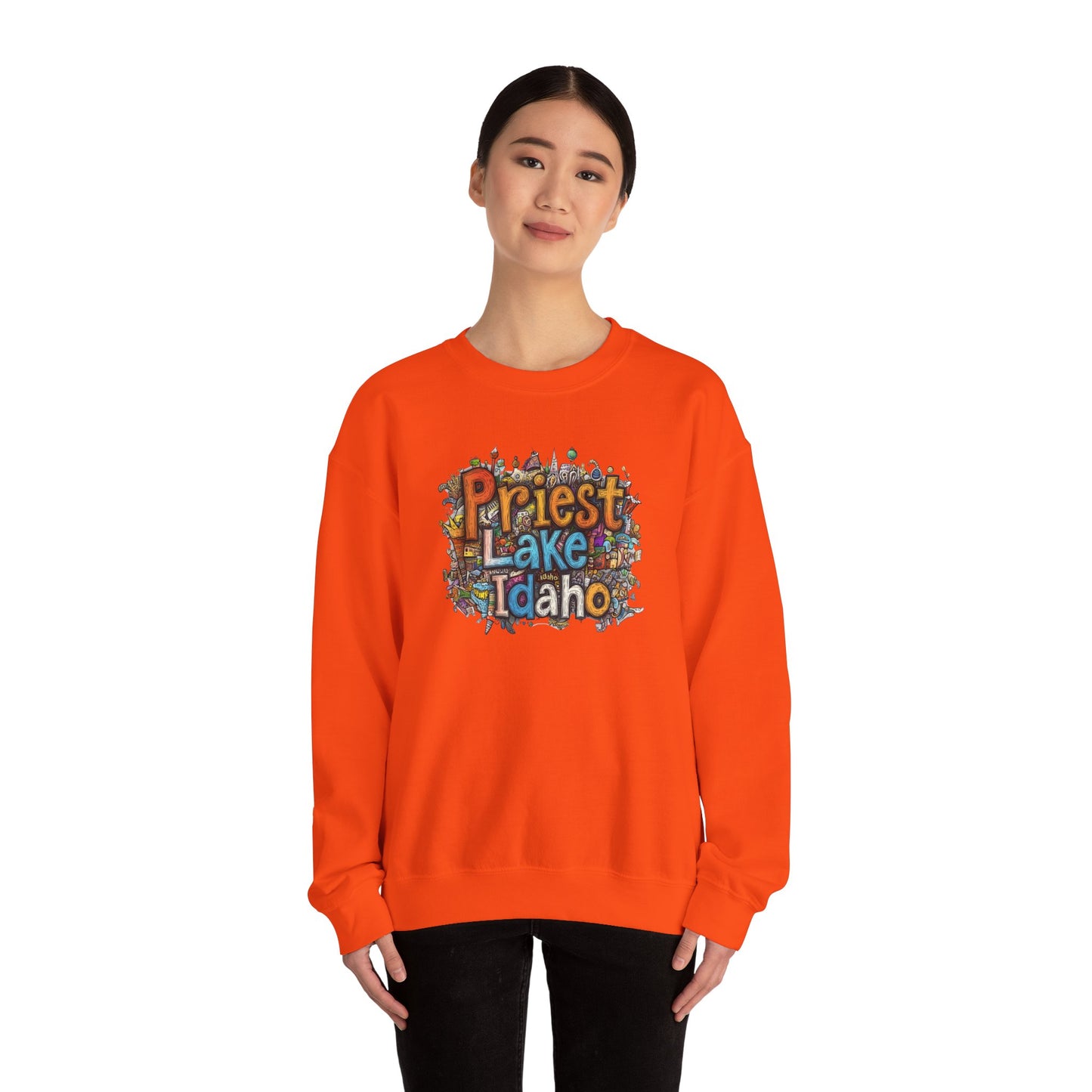 Priest Lake Idaho Fun Heavy Blend™ Crewneck Sweatshirt