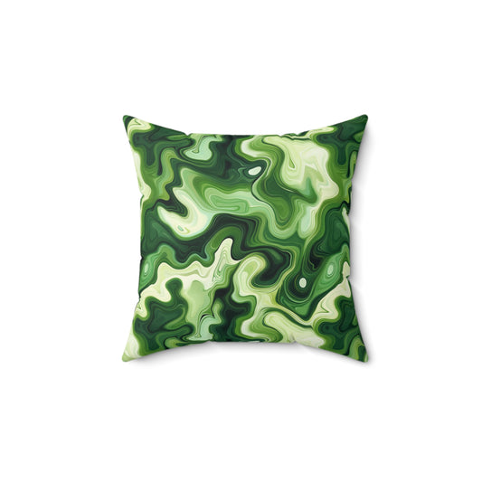 Green Swirlino Polyester Pillow  14