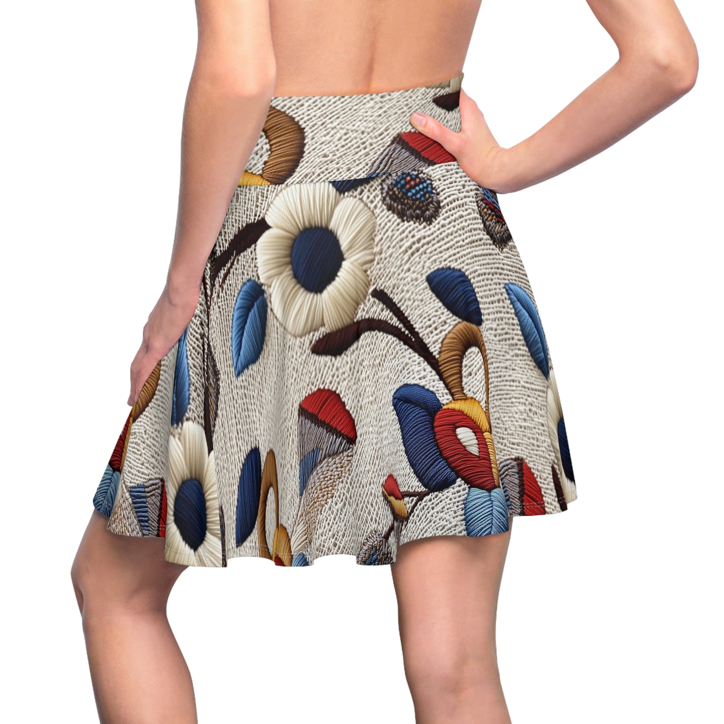 Floral Embroidery Masterpiece Skater Skirt