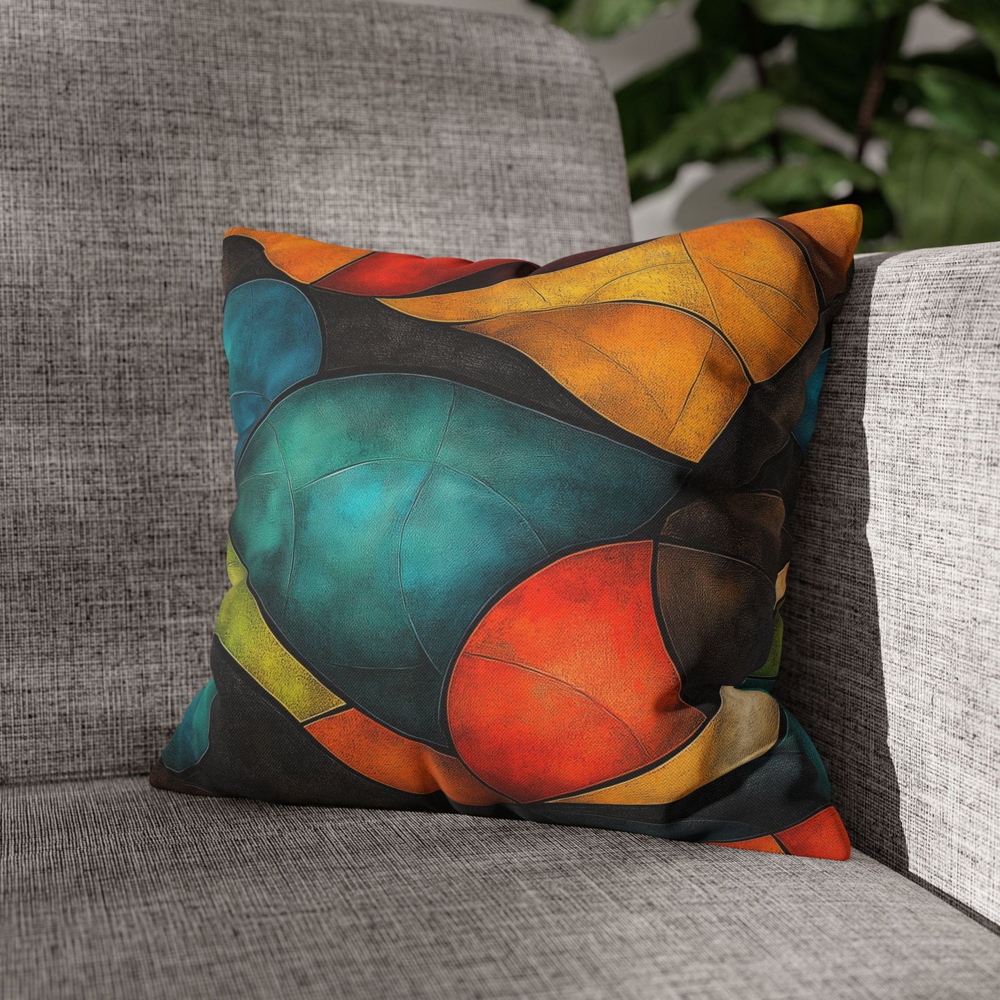 Chromatic Curves - Square Polyester Pillowcase